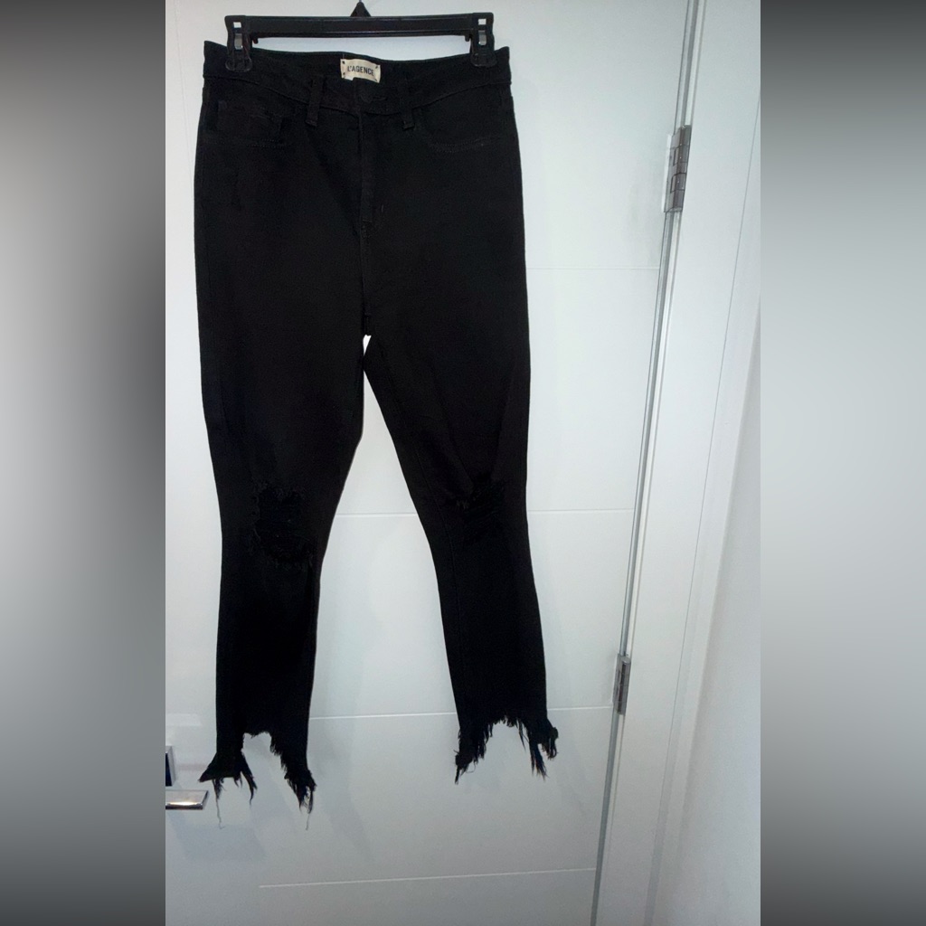 L’agence Women’s Distressed Frayed Hem Black Jeans. Size 26.